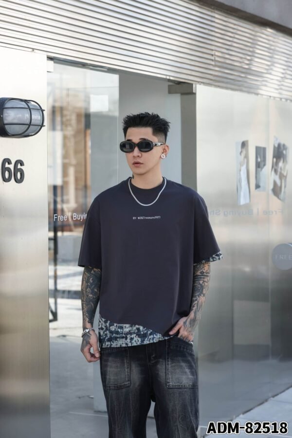 ADM New Patchwork Cotton T-shirt 82518 - 200gsm Premium Streetwear | Wholesale (4 Colors) - Image 10