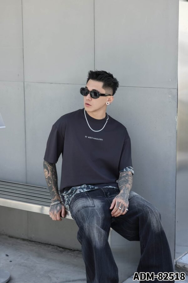 ADM New Patchwork Cotton T-shirt 82518 - 200gsm Premium Streetwear | Wholesale (4 Colors) - Image 9