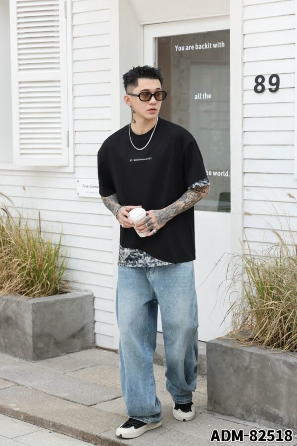 ADM New Patchwork Cotton T-shirt 82518 - 200gsm Premium Streetwear | Wholesale (4 Colors) - Image 8