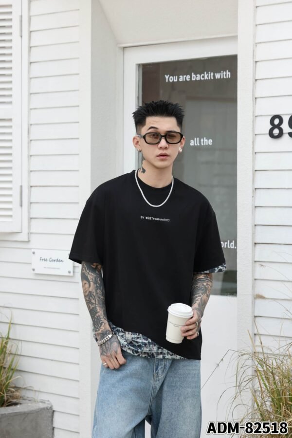 ADM New Patchwork Cotton T-shirt 82518 - 200gsm Premium Streetwear | Wholesale (4 Colors) - Image 7