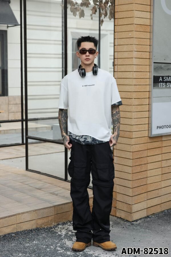 ADM New Patchwork Cotton T-shirt 82518 - 200gsm Premium Streetwear | Wholesale (4 Colors) - Image 5