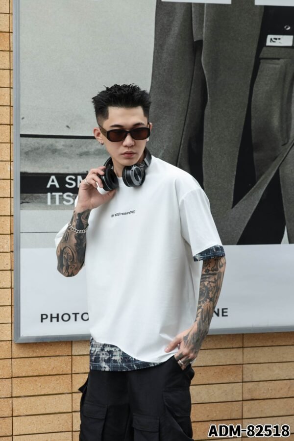ADM New Patchwork Cotton T-shirt 82518 - 200gsm Premium Streetwear | Wholesale (4 Colors) - Image 4