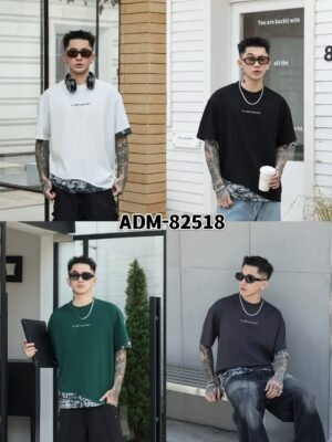 ADM New Patchwork Cotton T-shirt 82518 - 200gsm Premium Streetwear | Wholesale (4 Colors)