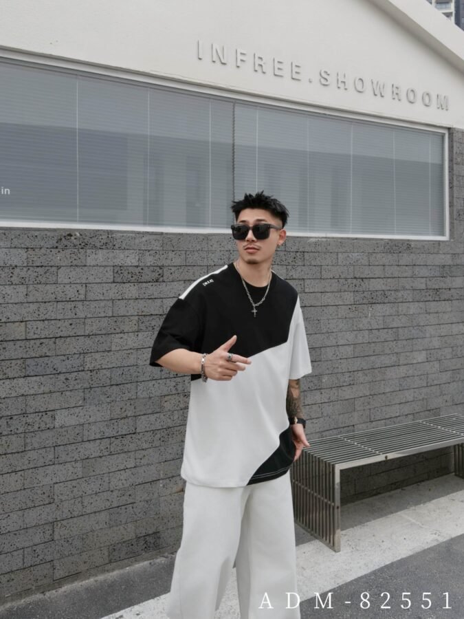 ADM New Structural Contrast Panel T-shirt 82551 - 200gsm Premium Cotton | Streetwear Wholesale (2 Colors) - Image 8