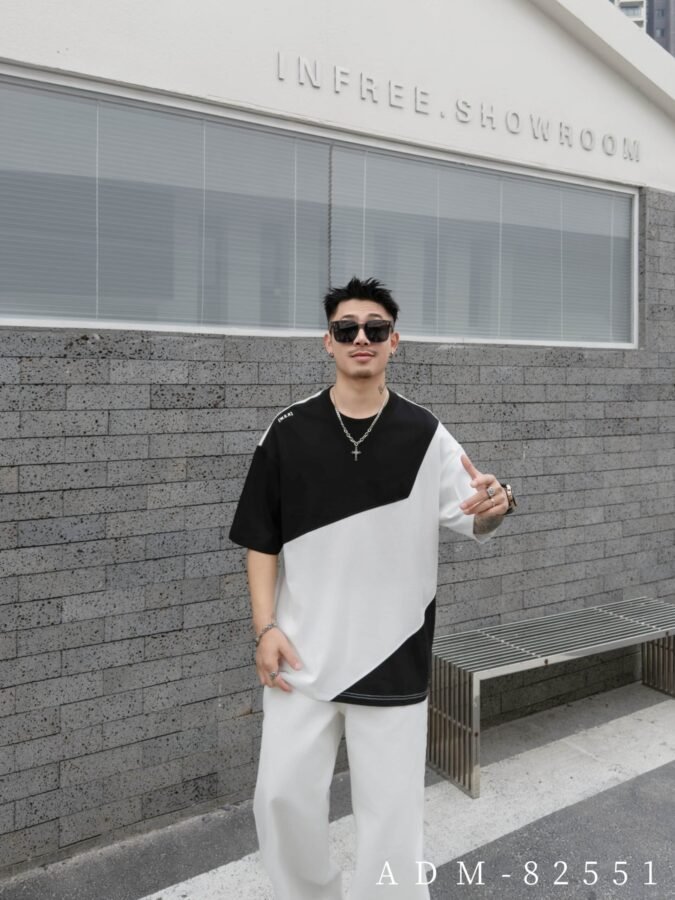ADM New Structural Contrast Panel T-shirt 82551 - 200gsm Premium Cotton | Streetwear Wholesale (2 Colors) - Image 7