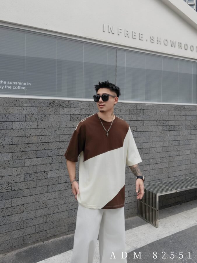 ADM New Structural Contrast Panel T-shirt 82551 - 200gsm Premium Cotton | Streetwear Wholesale (2 Colors) - Image 5