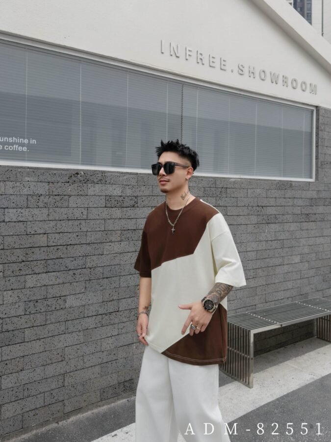 ADM New Structural Contrast Panel T-shirt 82551 - 200gsm Premium Cotton | Streetwear Wholesale (2 Colors) - Image 4