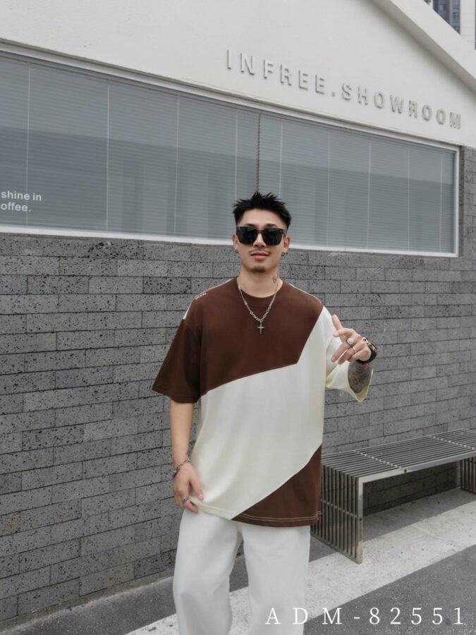 ADM New Structural Contrast Panel T-shirt 82551 - 200gsm Premium Cotton | Streetwear Wholesale (2 Colors) - Image 2
