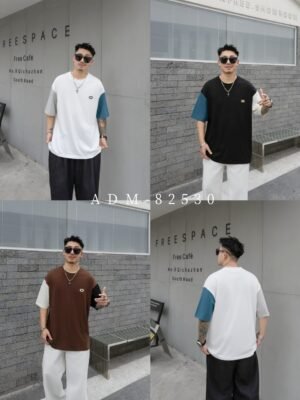 ADM New Contrast Sleeve Cotton T-shirt 82530 - 200gsm Premium Streetwear | Wholesale (3 Colors)