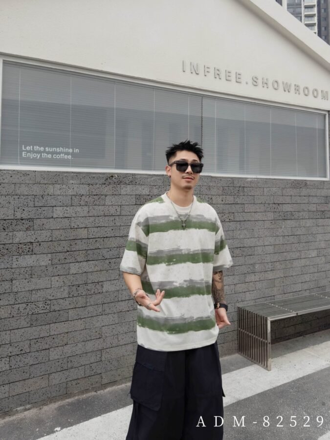 ADM New Washed Stripe Cotton T-shirt 82529 - 200gsm Premium Streetwear | Wholesale (3 Colors) - Image 12