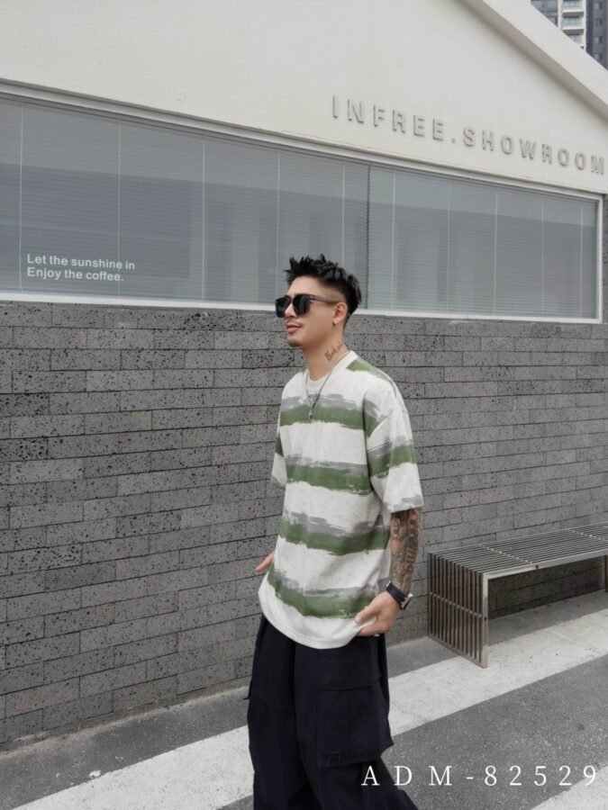 ADM New Washed Stripe Cotton T-shirt 82529 - 200gsm Premium Streetwear | Wholesale (3 Colors) - Image 11