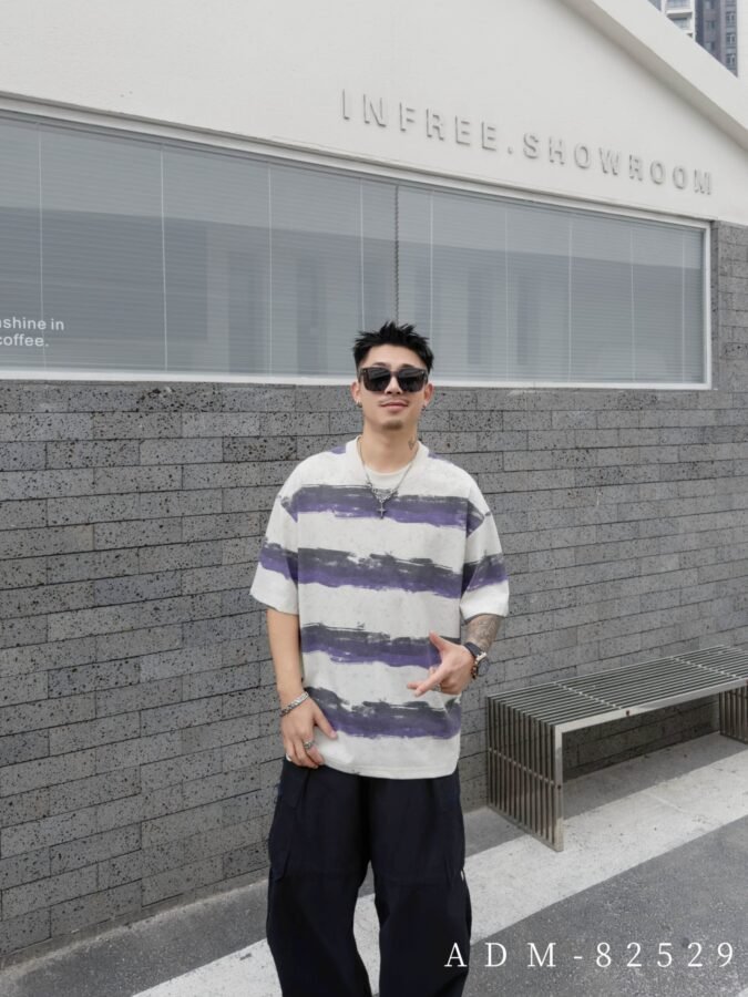 ADM New Washed Stripe Cotton T-shirt 82529 - 200gsm Premium Streetwear | Wholesale (3 Colors) - Image 9
