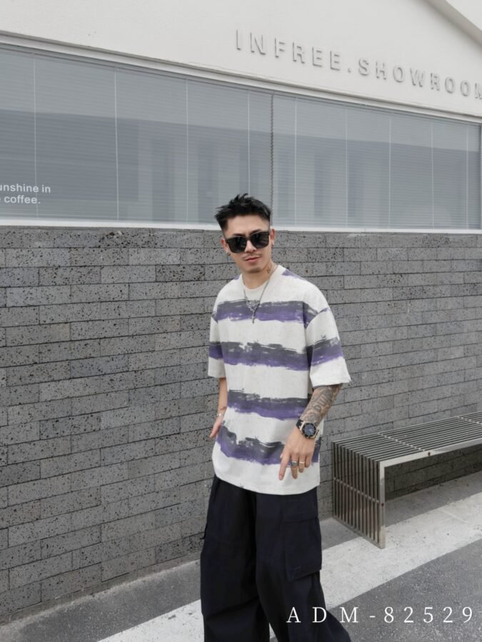 ADM New Washed Stripe Cotton T-shirt 82529 - 200gsm Premium Streetwear | Wholesale (3 Colors) - Image 8
