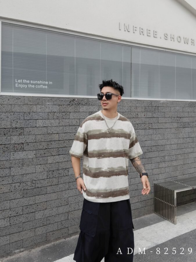 ADM New Washed Stripe Cotton T-shirt 82529 - 200gsm Premium Streetwear | Wholesale (3 Colors) - Image 5