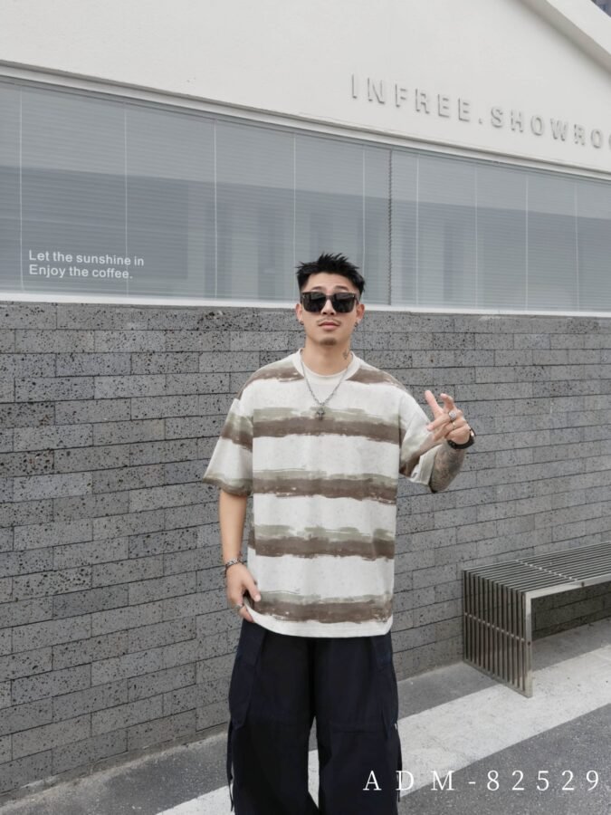 ADM New Washed Stripe Cotton T-shirt 82529 - 200gsm Premium Streetwear | Wholesale (3 Colors) - Image 4