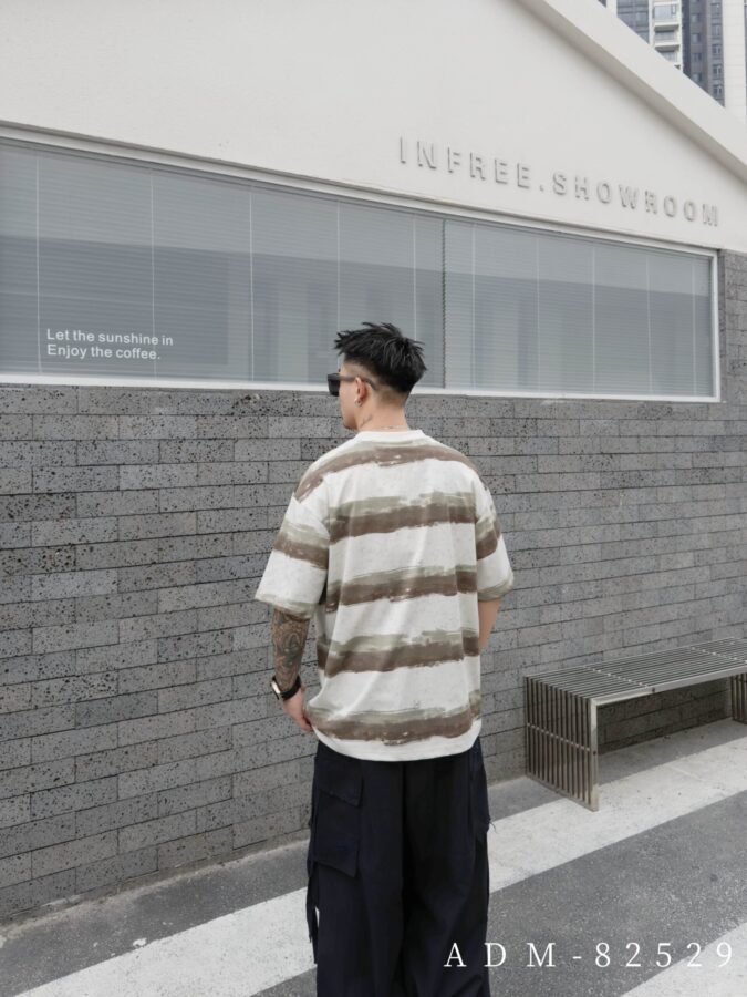 ADM New Washed Stripe Cotton T-shirt 82529 - 200gsm Premium Streetwear | Wholesale (3 Colors) - Image 3