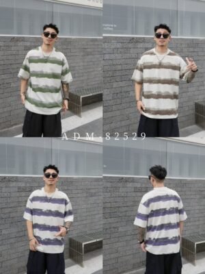 ADM New Washed Stripe Cotton T-shirt 82529 - 200gsm Premium Streetwear | Wholesale (3 Colors)