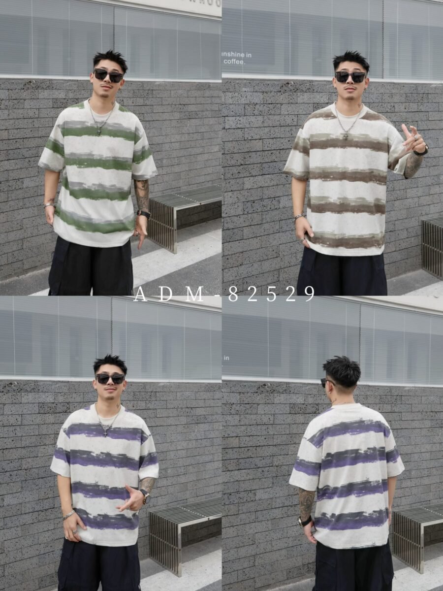 ADM New Washed Stripe Cotton T-shirt 82529 - 200gsm Premium Streetwear | Wholesale (3 Colors)