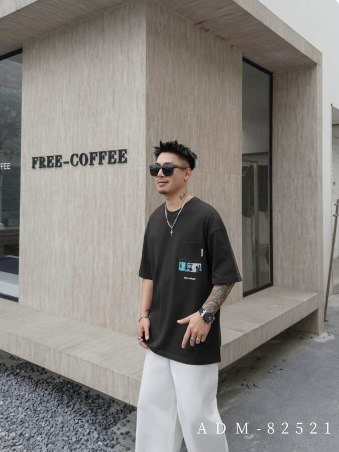 ADM New Patchwork Cotton T-shirt 82521 - 200gsm Premium Streetwear | Wholesale (4 Colors) - Image 7
