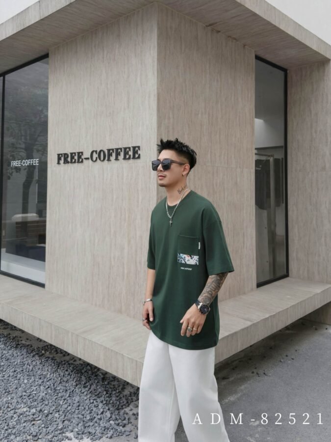 ADM New Patchwork Cotton T-shirt 82521 - 200gsm Premium Streetwear | Wholesale (4 Colors) - Image 2