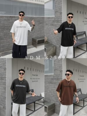 ADM New Halftone Print Embroidered T-shirt 82509 - 200gsm 100% Cotton | Streetwear Wholesale (4 Colors)