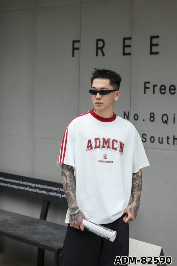 ADM New Contrast Stripe Raglan T-shirt 82590 - 260gsm Heavyweight Cotton | Streetwear Wholesale (3 Colors) - Image 8
