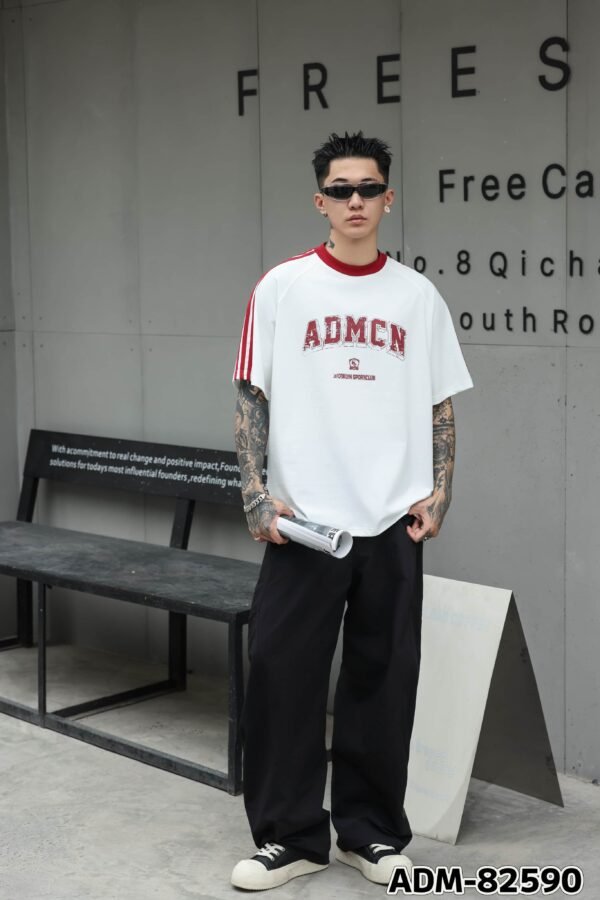 ADM New Contrast Stripe Raglan T-shirt 82590 - 260gsm Heavyweight Cotton | Streetwear Wholesale (3 Colors) - Image 7