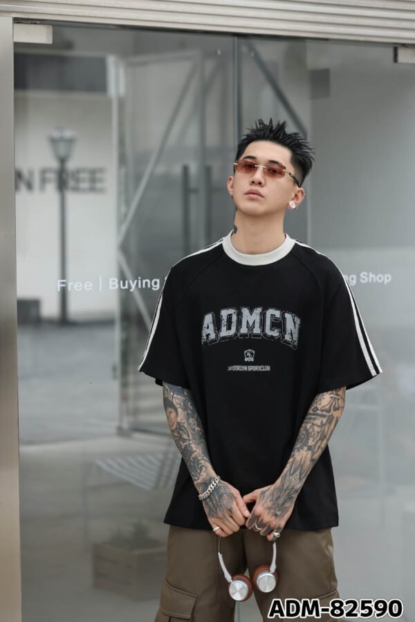 ADM New Contrast Stripe Raglan T-shirt 82590 - 260gsm Heavyweight Cotton | Streetwear Wholesale (3 Colors) - Image 4