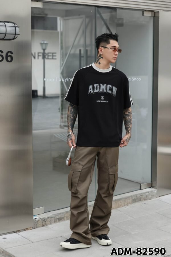ADM New Contrast Stripe Raglan T-shirt 82590 - 260gsm Heavyweight Cotton | Streetwear Wholesale (3 Colors) - Image 3