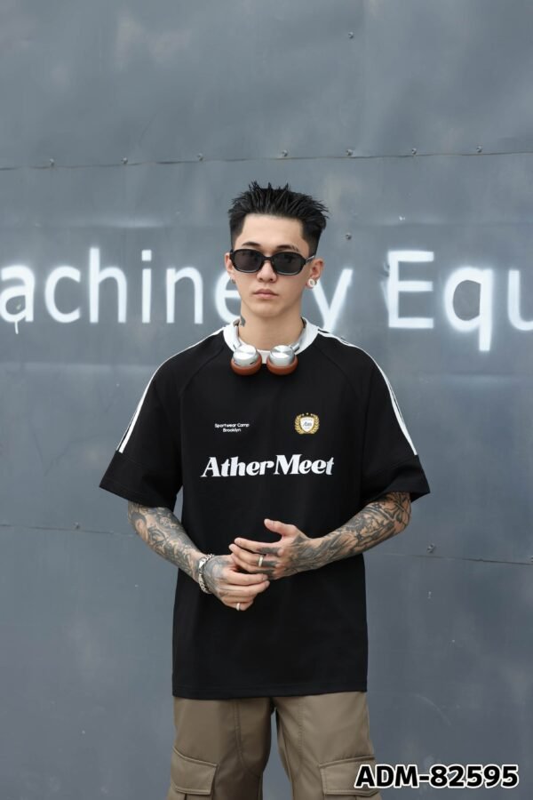 ADM New Contrast Stripe Raglan T-shirt 82595 - 260gsm Heavyweight Cotton | Streetwear Wholesale (3 Colors) - Image 4