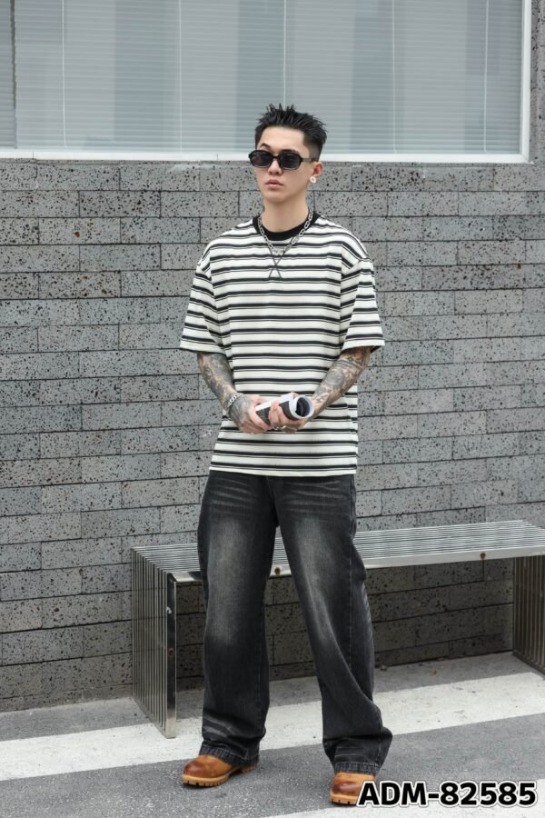ADM New Frosted Stripe Cotton T-shirt 82585 - 200gsm Premium Streetwear | Wholesale (4 Colors) - Image 16