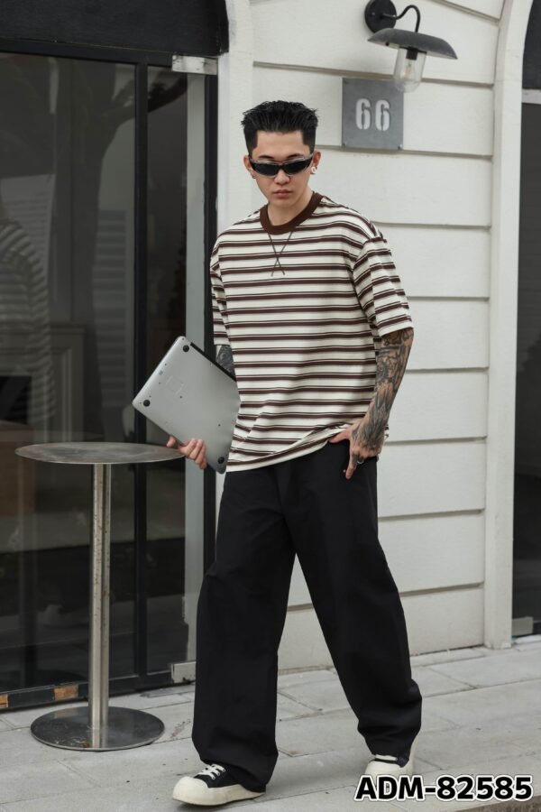 ADM New Frosted Stripe Cotton T-shirt 82585 - 200gsm Premium Streetwear | Wholesale (4 Colors) - Image 12