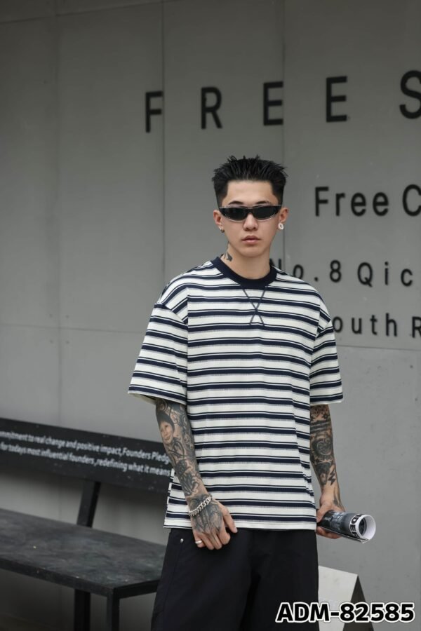 ADM New Frosted Stripe Cotton T-shirt 82585 - 200gsm Premium Streetwear | Wholesale (4 Colors) - Image 8