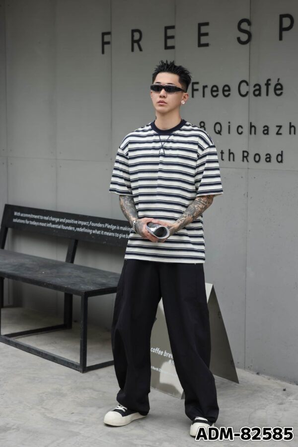 ADM New Frosted Stripe Cotton T-shirt 82585 - 200gsm Premium Streetwear | Wholesale (4 Colors) - Image 7