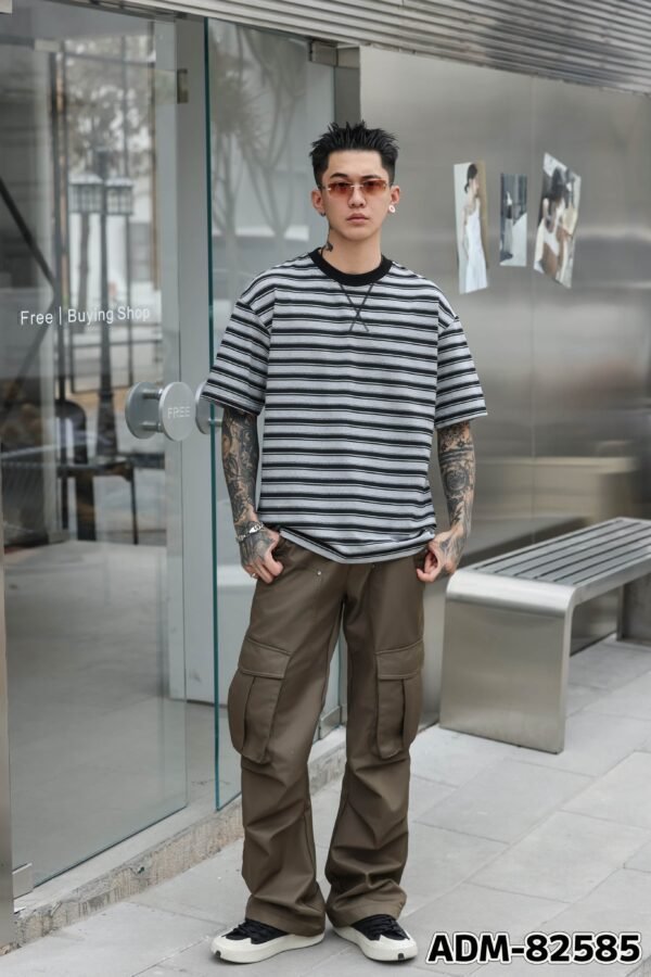 ADM New Frosted Stripe Cotton T-shirt 82585 - 200gsm Premium Streetwear | Wholesale (4 Colors) - Image 5