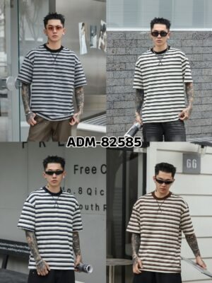 ADM New Frosted Stripe Cotton T-shirt 82585 - 200gsm Premium Streetwear | Wholesale (4 Colors)