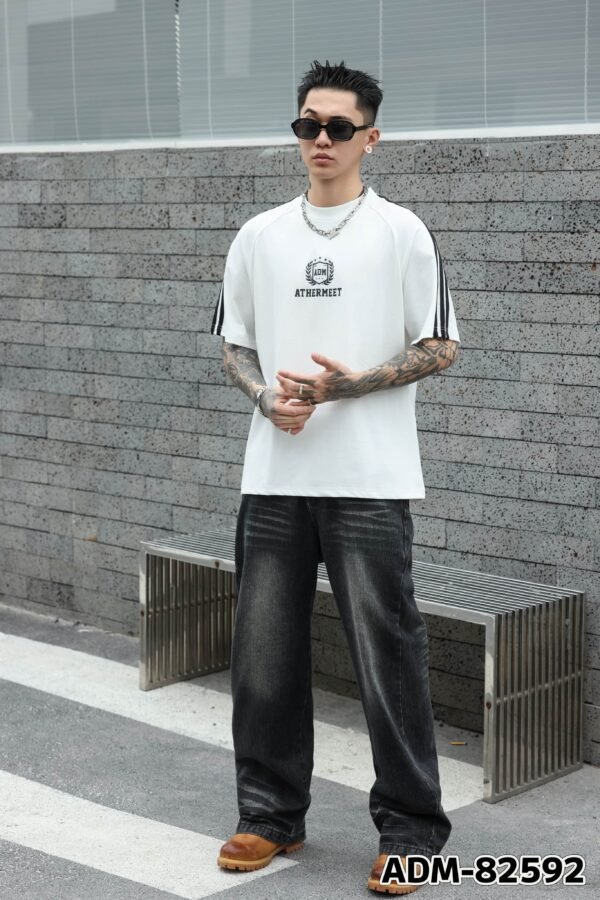 ADM New Contrast Stripe Raglan T-shirt 82592 - 260gsm Heavyweight Cotton | Streetwear Wholesale (4 Colors) - Image 14