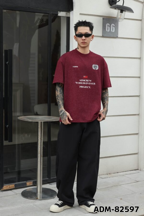 ADM New Washed Halftone Print T-shirt 82597 - 260gsm Heavyweight Cotton | Streetwear Wholesale (3 Colors) - Image 12