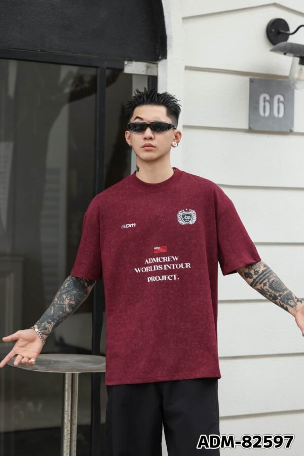 ADM New Washed Halftone Print T-shirt 82597 - 260gsm Heavyweight Cotton | Streetwear Wholesale (3 Colors) - Image 11