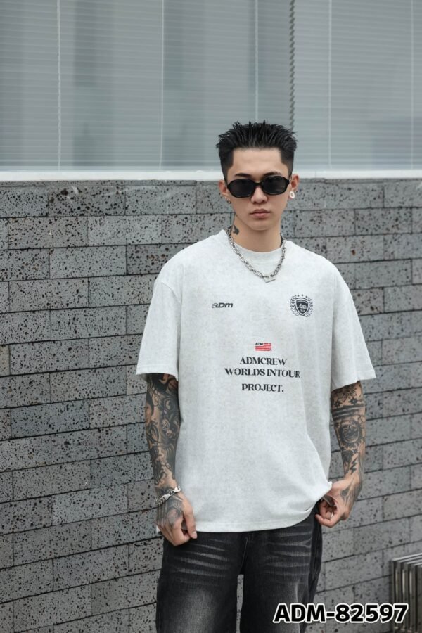 ADM New Washed Halftone Print T-shirt 82597 - 260gsm Heavyweight Cotton | Streetwear Wholesale (3 Colors) - Image 8
