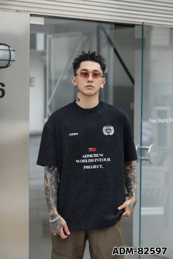 ADM New Washed Halftone Print T-shirt 82597 - 260gsm Heavyweight Cotton | Streetwear Wholesale (3 Colors) - Image 5