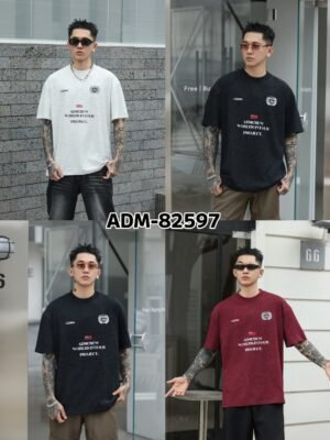 ADM New Washed Halftone Print T-shirt 82597 - 260gsm Heavyweight Cotton | Streetwear Wholesale (3 Colors)