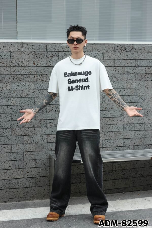 ADM New Rubber Print Heavyweight T-shirt 82599 - 260gsm Premium Cotton | Streetwear Wholesale (3 Colors) - Image 3