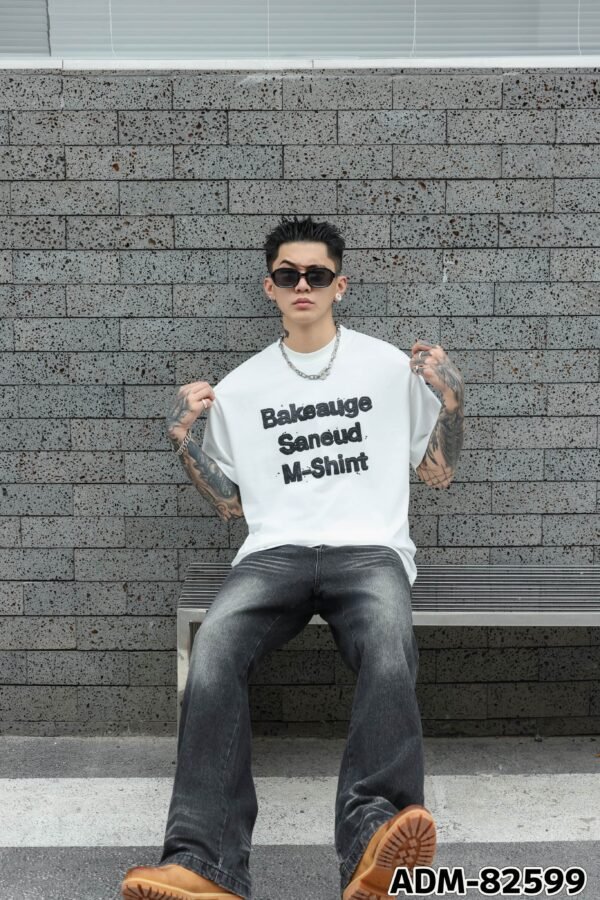 ADM New Rubber Print Heavyweight T-shirt 82599 - 260gsm Premium Cotton | Streetwear Wholesale (3 Colors) - Image 2