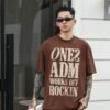ADM New Distressed Print Heavyweight T-shirt 82598 - 260gsm Premium Cotton | Streetwear Wholesale (3 Colors) - Coffee