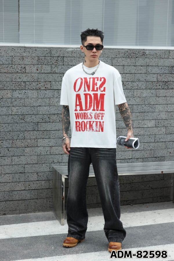 ADM New Distressed Print Heavyweight T-shirt 82598 - 260gsm Premium Cotton | Streetwear Wholesale (3 Colors) - Image 7