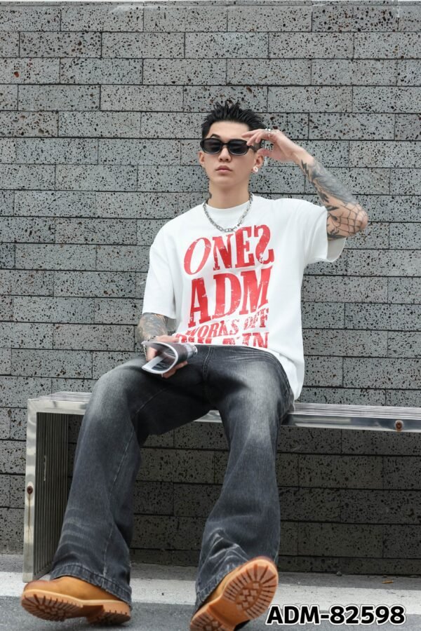 ADM New Distressed Print Heavyweight T-shirt 82598 - 260gsm Premium Cotton | Streetwear Wholesale (3 Colors) - Image 5
