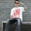ADM New Distressed Print Heavyweight T-shirt 82598 - 260gsm Premium Cotton | Streetwear Wholesale (3 Colors) - White