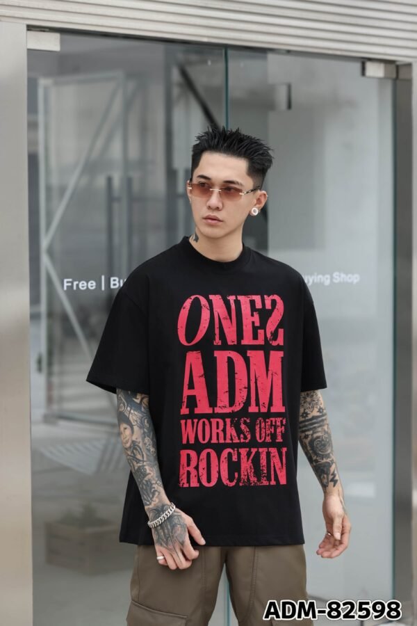 ADM New Distressed Print Heavyweight T-shirt 82598 - 260gsm Premium Cotton | Streetwear Wholesale (3 Colors) - Image 3