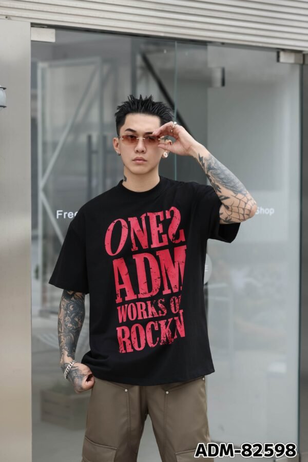 ADM New Distressed Print Heavyweight T-shirt 82598 - 260gsm Premium Cotton | Streetwear Wholesale (3 Colors) - Image 2